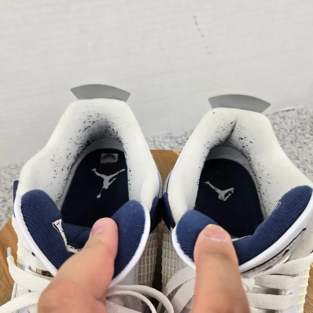 Jordan 4 Retro Mens 10 Midnight Navy White Casual Daily Sneaker DH6927-140